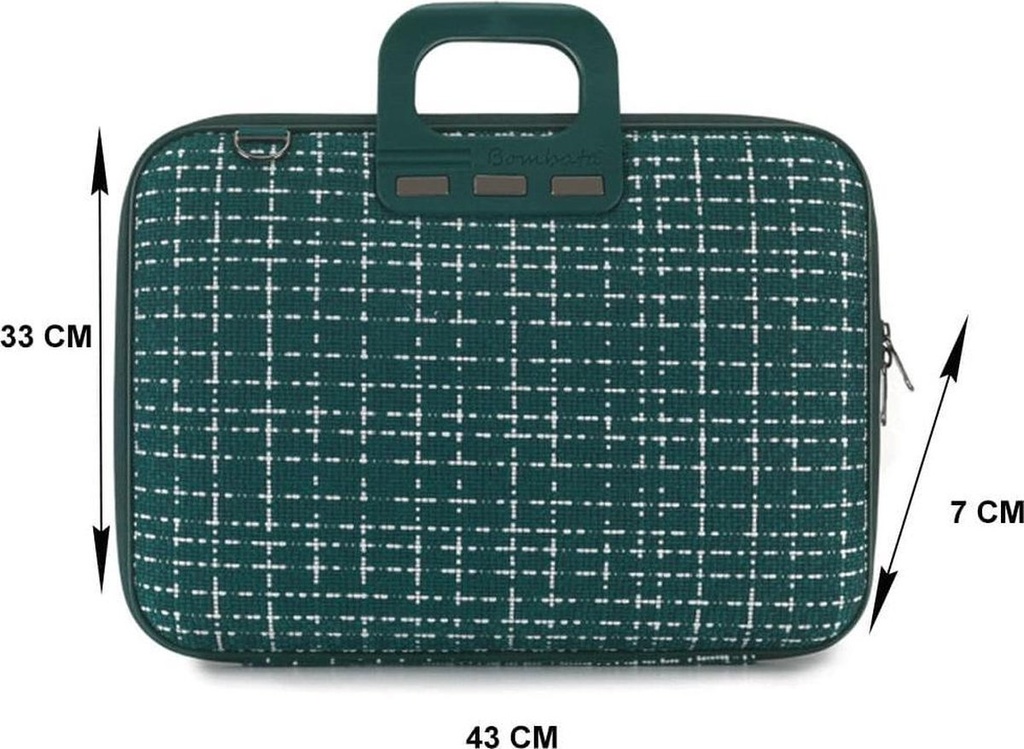Briefcase bombata 15.6 tweed green