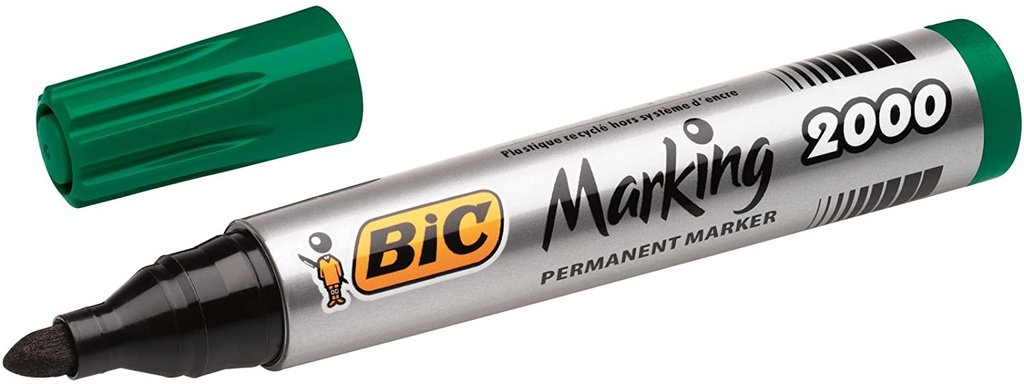 Bic marqueur permanent 2000-2300 vert, pointe ogive, largeur de trait: 1,7 mm