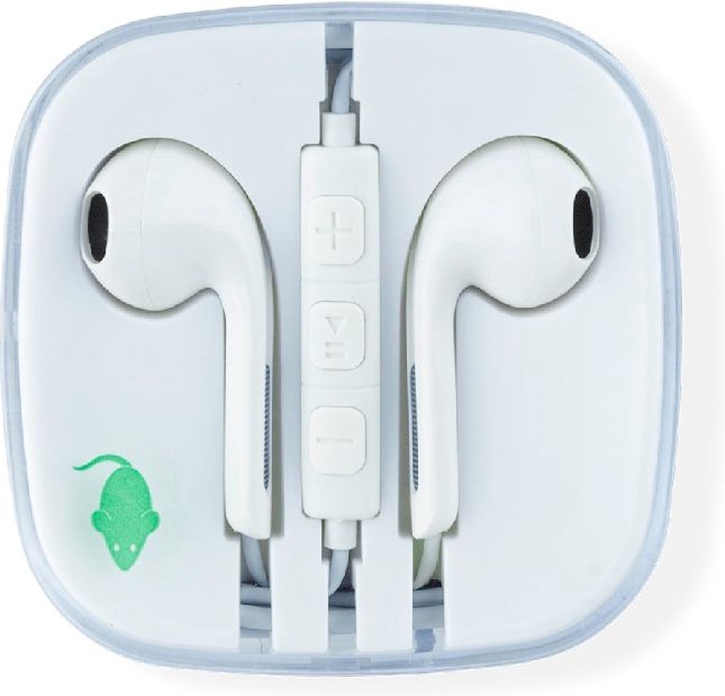 Greenmouse masque-micro intra-auriculaire, 3,5 mm jack, blanc