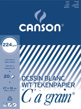 Canson bloc de dessin c à grain 224 g/m², ft 27 x 36 cm