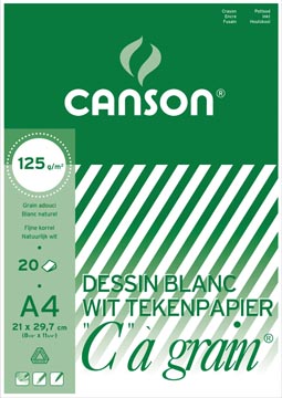 Canson bloc de dessin c à grain 125 g/m², ft 21 x 29,7 cm (a4)