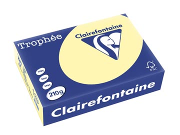 Clairefontaine Trophée Pastel, papier couleur, A4, 210 g, 250 feuilles, jaune canari