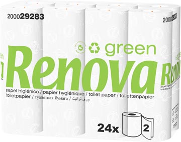 Renova Green papier toilette, 2 plis, 130 feuilles, paquet de 96 rouleaux