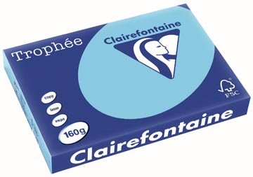 Clairefontaine Trophée Pastel, papier couleur, A3, 160 g, 250 feuilles, bleu vif