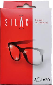Silac lingettes nettoyantes pour lunettes, boîte de 20 pièces