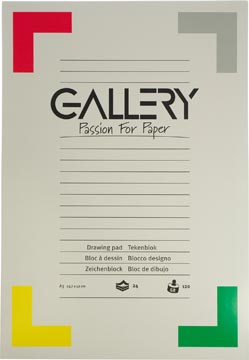 Gallery bloc de dessin 120 g/m², papier sans bois, 24 feuilles, ft 29,7 x 42 cm (a3)