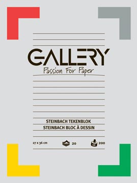 Gallery bloc de dessin steinbach, ft 27 x 36 cm, 200 g m², 20 feuilles