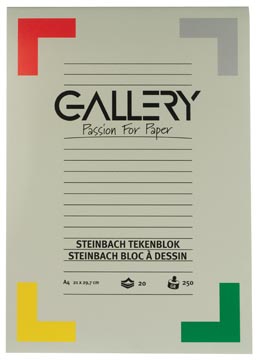 Gallery bloc de dessin 250 g/m², steinbach grainé, 20 feuilles, ft 21 x 29,7 cm (a4)