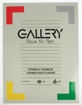 Gallery bloc de dessin 250 g/m², steinbach grainé, 20 feuilles, ft 27 x 36 cm