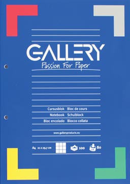 Gallery bloc de cours, quadrillé 5 mm, papier de 80 g/m²
