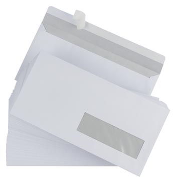 Gallery enveloppes, ft 110 x 220 mm (dl) bande adhésive, fenêtre à droite (ft 30 x 100 mm)