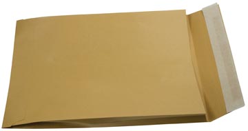 Gallery pochettes à soufflet, ft 250 x 350 x 40 mm, bande adhésive, en kraft brun, boîte de 250 pièces