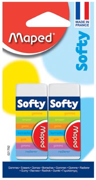 Maped gomme softy format moyenne, blister de 2 pièces