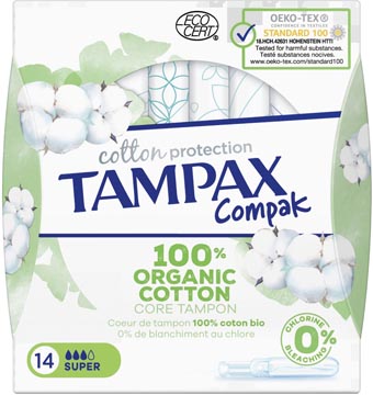 Tampax cotton super tampons, paquet de 14 pièces