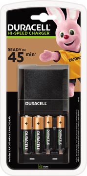 Duracell chargeur hi-speed advanced charger, 2 aa et 2 aaa piles inclus, sous blister