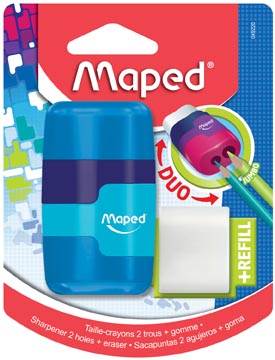 Maped taille-crayon + gomme connect soft touch, sur blister