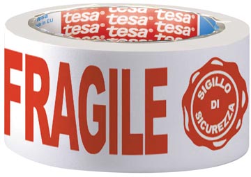 Tesa ruban adhésif d'emballage: fragile, ft 50 mm x 66 m