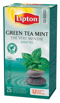 Lipton thé, thé vert menthe, paquet de 25 sachets