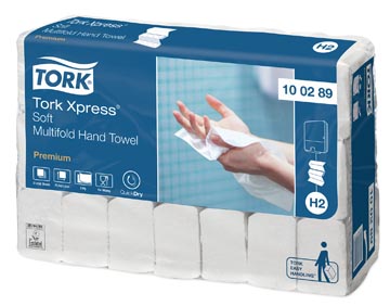 Tork essuie-mains en papier xpress, soft, multifold, 2 plis, 150 feuilles, système h2, paquet de 21 pièce