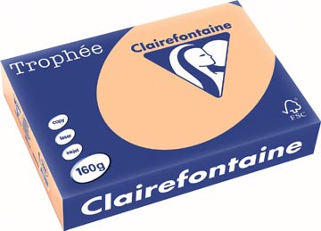 Clairefontaine trophée pastel, papier couleur, a4, 160 g, 250 feuilles, abricot