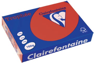 Clairefontaine trophée intens, papier couleur, a4, 160 g, 250 feuilles, rouge groseille