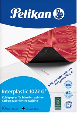 Pelikan papier carbone interplastic 1022g, pochette de 10 feuilles