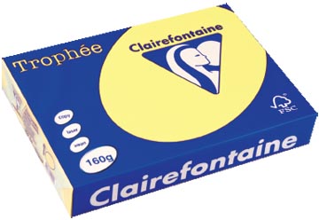 Clairefontaine trophée pastel, papier couleur, a4, 160 g, 250 feuilles, jonquille