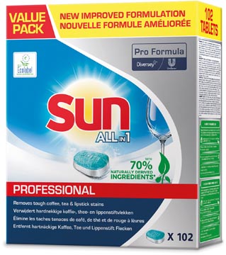 Sun pro formula all-in-one tablettes pour lave-vaiselle, 102 pièces