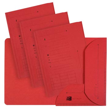 Oxford ultimate sous-dossiers, format a4, en carton, avec 2 rabats, paquet de25 pièces, rouge
