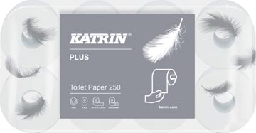 Katrin plus papier toilette, 3 plis, 250 feuilles par rouleau, paquet de 8 rouleaux