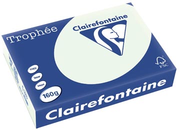 Clairefontaine trophée pastel, papier couleur, a4, 160 g, 250 feuilles, vert pâle