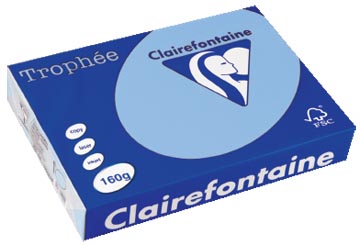 Clairefontaine trophée pastel, papier couleur, a4, 160 g, 250 feuilles, bleu vif