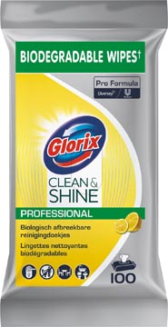 Glorix lingettes nettoyantes clean & shine, paquet de 100 pièces