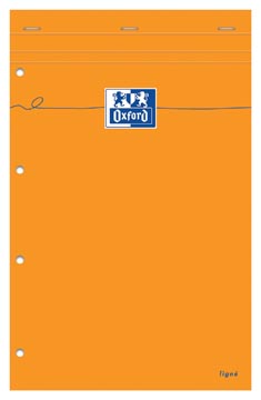 Oxford orange pads bloc-notes, ft a4+, ligné, 160 feuilles, perforation 4 trous