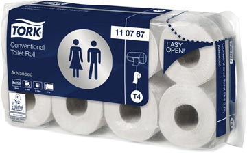 Tork papier toilette advanced, 2 plis, système t4, 250 feuilles, paquet de 8 rouleaux