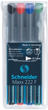 Schneider permanent marker maxx 222, etui de 4 pièces en couleurs assorties