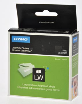 Dymo étiquettes labelwriter, ft 25 x 54 mm, blanc, 500 étiquettes