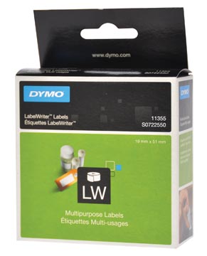 Dymo étiquettes labelwriter, ft 19 x 51 mm, amovible, blanc, 500 étiquettes