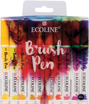 Talens ecoline brush pen, étui de 20 pièces en couleurs assorties