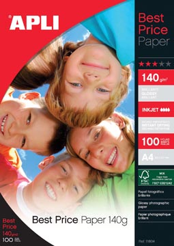 Apli papier photo best price ft a4, 140 g, paquet de 100 feuilles