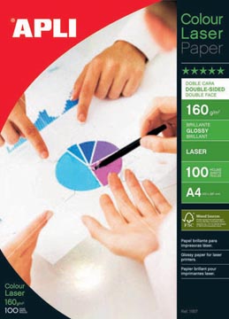 Apli papier photo colour laser ft a4, 160 g, paquet de 100 feuilles