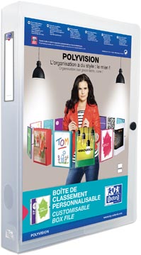 Oxford polyvision boîte de classement personnalisable, format a4, en pp, dos de 4 cm, transparent