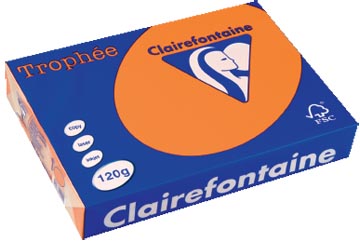 Clairefontaine trophée pastel, papier couleur, a4, 120 g, 250 feuilles, clémentine