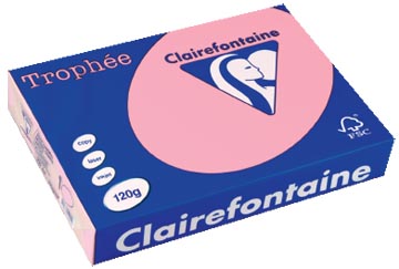 Clairefontaine trophée pastel, papier couleur, a4, 120 g, 250 feuilles, rose