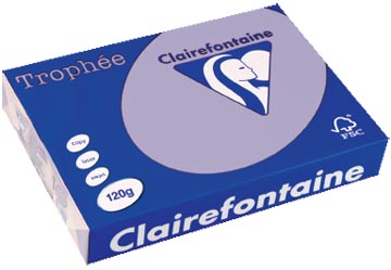 Clairefontaine trophée pastel, papier couleur, a4, 120 g, 250 feuilles, lilas