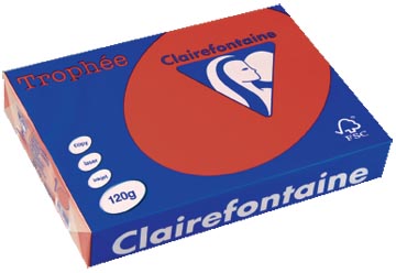 Clairefontaine trophée intens, papier couleur, a4, 120 g, 250 feuilles, rouge groseille