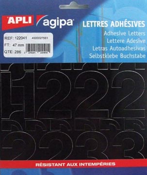 Agipa étiquettes chiffres et lettres hauteur des lettres 47 mm (l x h), 286 chiffres