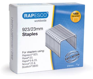 Rapesco agrafes galvanisées 923/23 mm (type 23), boîte de 1000 agrafes