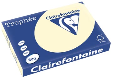 Clairefontaine trophée pastel, papier couleur, a3, 80 g, 500 feuilles, ivoire