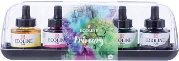 Talens ecoline peinture à l'eau, flacon de 30 ml, set de 5 flacons en couleurs primaires